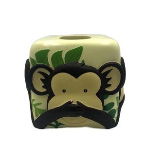 Monkey See Hear Speak No Evil Tissue Box Cover Animal Decor